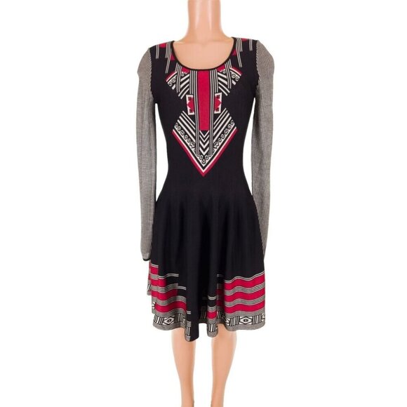 Etro Jacquard Knit Dress Size 44 US 6 Black Multi $925 - Picture 2 of 10